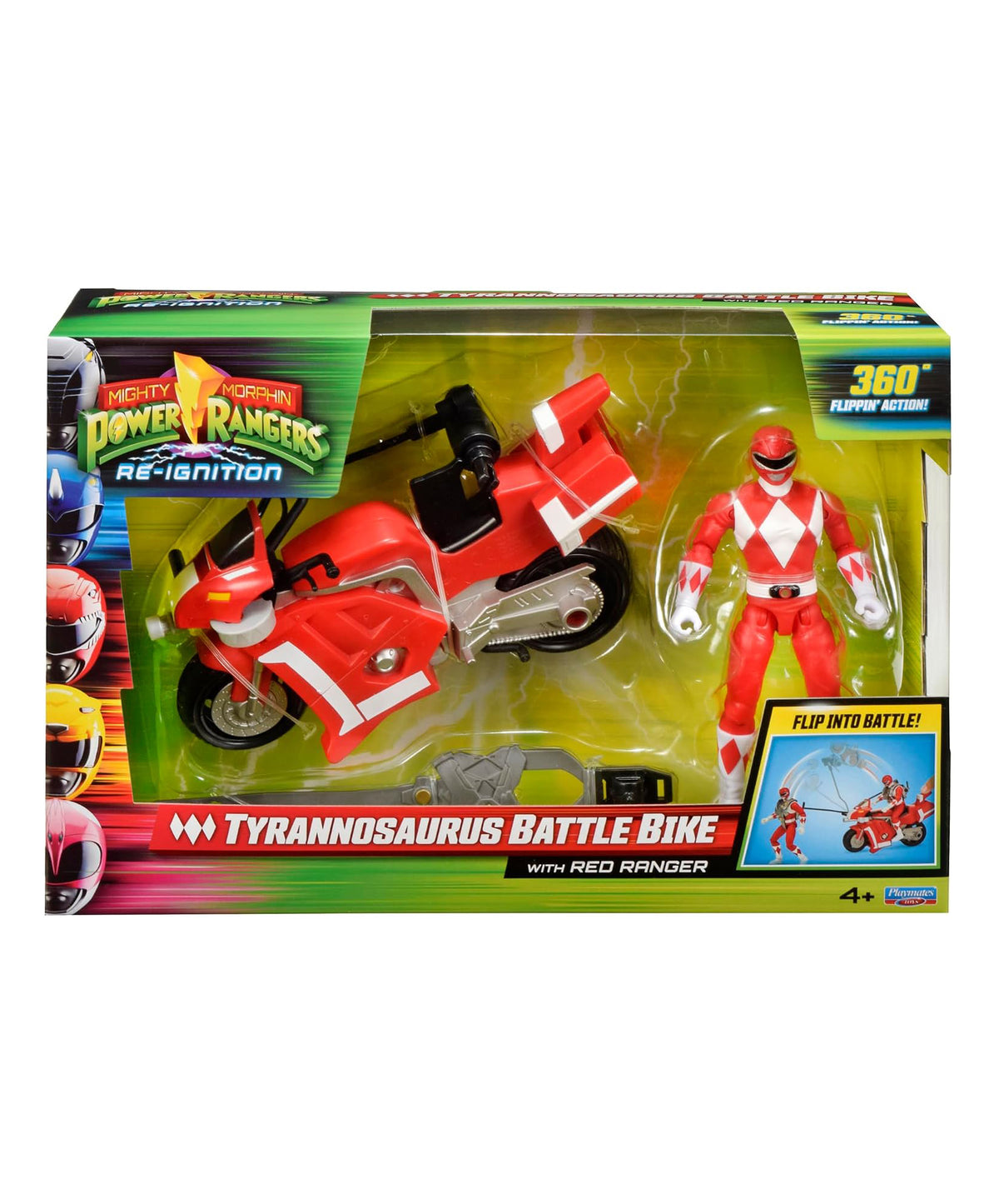 Mighty Morphin Power Rangers Battle Bike Vehicle Tyrannosaurus Rex with Red Ranger 18 cm