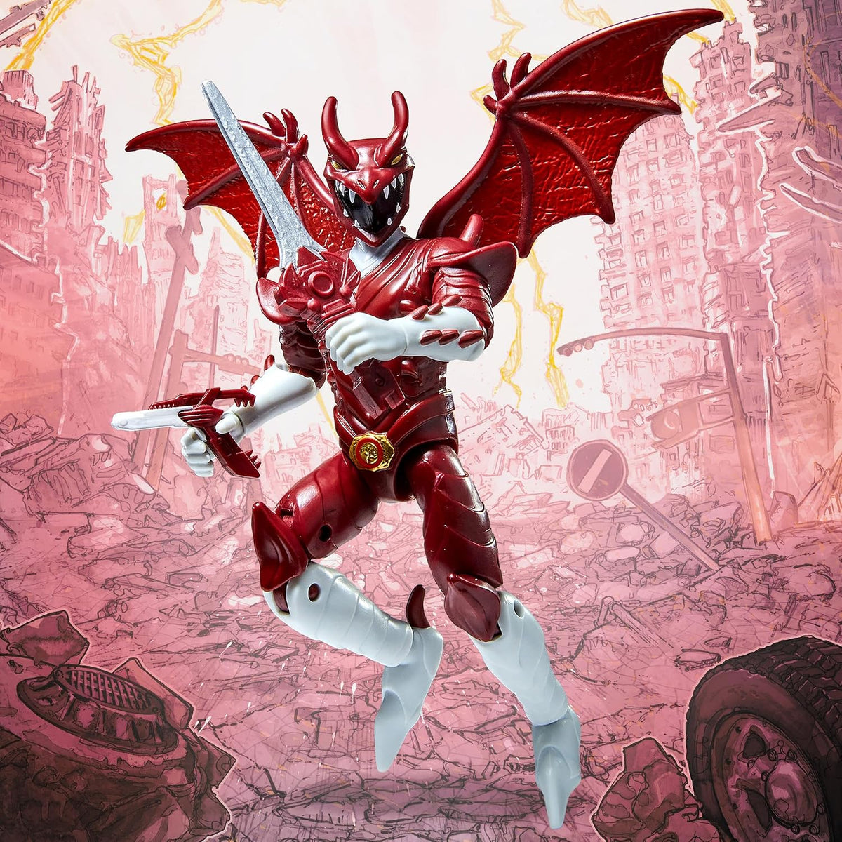 Mighty Morphin Power Rangers x Godzilla Action Figure Red Rodan