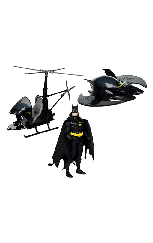 DC Direct Super Powers Action Figure Pack of 3 Batman (Black Suit), The Whirly & The Batwing (Black) (Gold Label) (SDCC) 13 cm