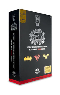 DC Direct Super Powers Action Figures Batman, Superman & Wonder Woman Black & White Accent Edition Gold Label 13 cm