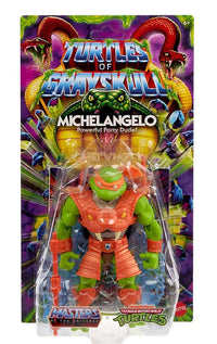 MOTU x TMNT Turtles of Grayskull Action Figure Reptile Wars Michelangelo 14 cm