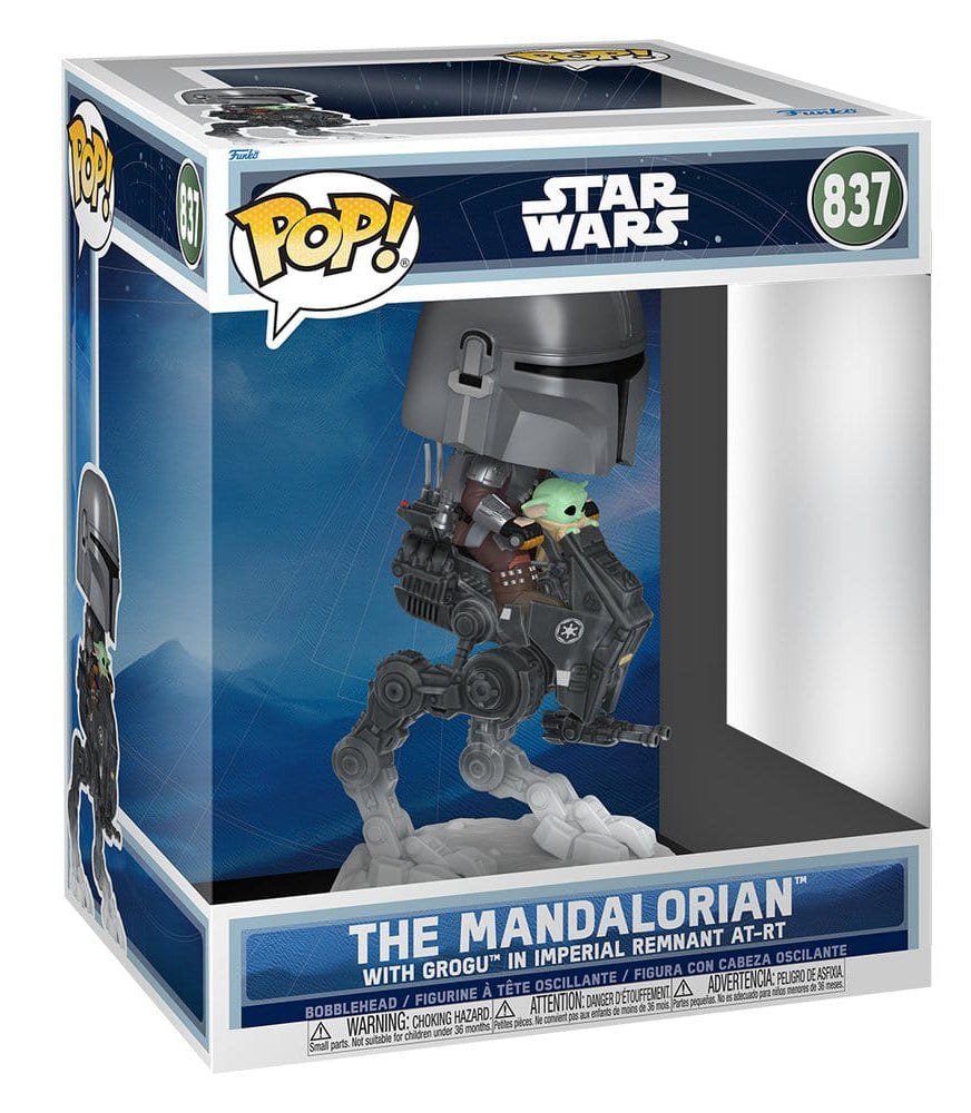 Funko POP! Deluxe Star Wars: The Mandalorian and Grogu - The Mandalorian with Grogu in Imperial Remnant AT-RT  (#837) figure